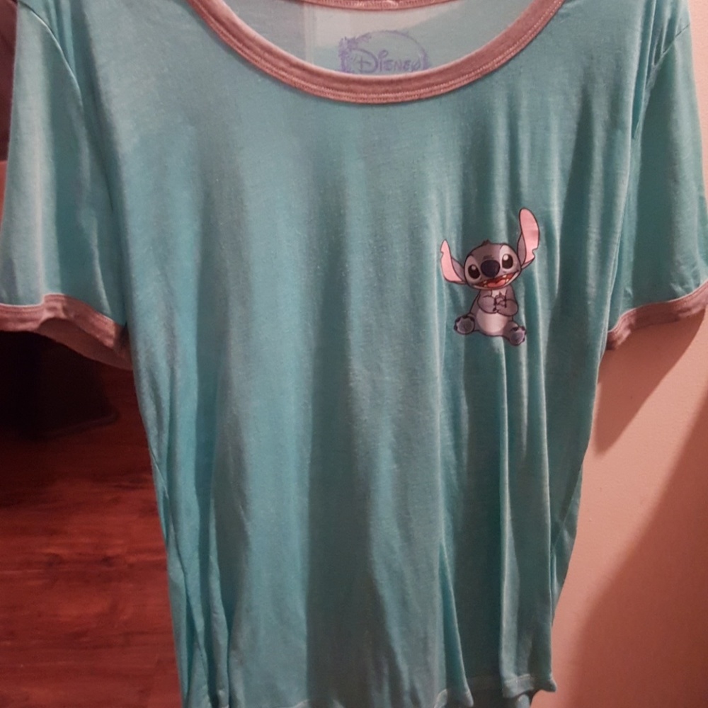 Blue semi see through Stitch top